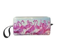 DRTGEDS Flock Of Red Flamingos On The Beach Toiletry Bag For Men Portable Travel Toiletry Organizer Bag,Shaving Bag,Little Pouch, bianco, Taglia unica