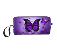 DRTGEDS Graziosa borsa viola con cerniera, mini custodia da viaggio per trucco, borsa per cosmetici, elettronica portatile, Graziose farfalle viola, Taglia unica