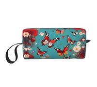 DRTGEDS Hen Farfalle Volanti Tra Fiori Borse Cosmetiche Per Le Donne Piccola Borsa Trucco Per La Borsa Per Il Trucco Della Borsa Da Viaggio Con Cerniera, Farfalle volanti tra i fiori, Taglia unica
