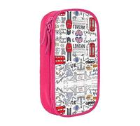 DRTGEDS I Love London, astuccio per penne estetico, astuccio colorato con cerniera, per cancelleria Kawaii