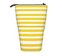 DRTGEDS Lemon Zest - Astuccio telescopico per cancelleria, motivo a strisce gialle, organizer per trucchi, astuccio per matite