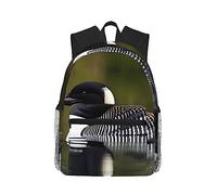 DRTGEDS Loon Nature Bird Zaino leggero con 1 scomparto principale, tasca frontale con integrato, nero, Taille unique
