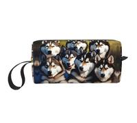 DRTGEDS Lovely Huskys - Piccola borsa con cerniera, mini custodia da viaggio per trucco, borsa per cosmetici, elettronica portatile, Adorabili Husky, Taglia unica
