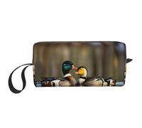 DRTGEDS Mallard Ducks - Borsa da toilette da uomo, portatile, da viaggio, per articoli da toeletta, borsa da barba, piccola pochette, bianco, Taglia unica
