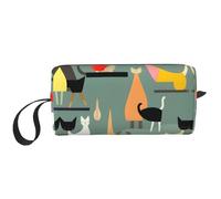DRTGEDS Mid-Century Modern Art Cats borsa piccola con cerniera, mini custodia da viaggio per trucco, borsa per cosmetici, elettronica portatile, Gatti d'arte moderna della metà del secolo, Taglia