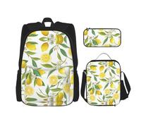 DRTGEDS Mid Century Zaino moderno retrò a forma di goccia Set 3 in 1, zaino di grande capacità con scatola per il pranzo astuccio, Limoni tropicali freschi, Rozmiar uniwersalny, Zaini casual