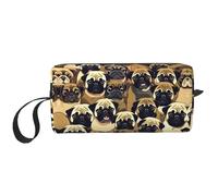 DRTGEDS Molte piccole borse con cerniera a forma di cane carlino, mini custodia da viaggio per trucco, borsa per cosmetici, elettronica portatile, Molti Pug Dog, Taglia unica