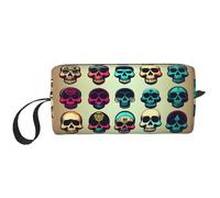 DRTGEDS Molte piccole borse da viaggio con cerniera, motivo teschio retrò con testa di teschio, mini borsa da viaggio, borsa per cosmetici, elettronica portatile, Grafica retrò con testa di teschio,