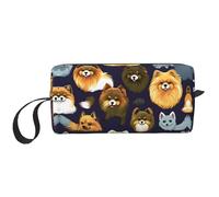 DRTGEDS Molte Pomeranians modello con cerniera piccola borsa, mini custodia da viaggio per trucco, borsa cosmetica, elettronica portatile, Motivo con molti Pomerania, Taglia unica