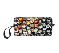 DRTGEDS Molti cartoni animati gatto borsa piccola con cerniera, mini custodia da viaggio per trucco, borsa cosmetica, elettronica portatile, Molti Gatti Cartoon, Taglia unica