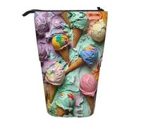 DRTGEDS Molti Gelato Pop-Up Astuccio Portamatite E Cosmetici Pouch Stand Telescopico Artigianato Forniture Organizzatore Trucco, Nero , Taglia unica, Stampe Moda