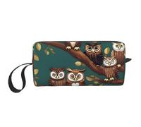 DRTGEDS Molti gufi sui rami degli alberi borse cosmetiche per le donne piccola borsa di trucco per la borsa del sacchetto di trucco del sacchetto di trucco di viaggio con la chiusura lampo, Molti gufi