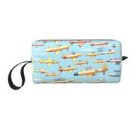 DRTGEDS Molti piccoli aeroplani dei cartoni animati piccola borsa con cerniera, mini custodia da viaggio per trucco, borsa cosmetica, elettronica portatile, Molti piccoli aeroplani dei cartoni
