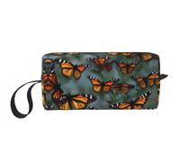 DRTGEDS Monarch Butterflies borsa piccola con cerniera, mini custodia da viaggio per trucco, borsa per cosmetici, elettronica portatile, Farfalle Monarca, Taglia unica