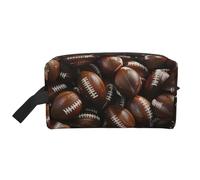 DRTGEDS Mucchio di borsa da toilette dei palloni da calcio, borsa cosmetica di trucco, borsa da viaggio per articoli da toeletta, borsa di stoccaggio con la chiusura, Pile Di Palloni Da Calcio, Taglia