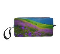 DRTGEDS Natura Fiori Viola Prato Montagna Scenic Cosmetici Borse Per Le Donne Piccola Borsa di Trucco Per La Borsa di Trucco Della Borsa di Trucco Da Viaggio, Natura Fiori Viola Prato Montagna Scenic,