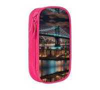 DRTGEDS New York Manhattan Bridge Night Pencil Case, Multi- Slot Pencil Bag, Portamatite Portatile, Astuccio Colorato per Ufficio