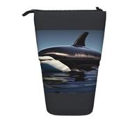DRTGEDS Orca Killer Whale Print Pop Up Pencil Case E Cosmetici Pouch Stand Telescopico Artigianato Forniture Organizzatore Trucchi