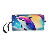 DRTGEDS Piccola borsa colorata con cerniera, mini custodia da viaggio per cosmetici, elettronica portatile, Delfino colorato cielo stellato oceano, Taglia unica