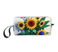 DRTGEDS Piccola borsa con cerniera a forma di ape girasole, mini custodia da viaggio per trucco, borsa cosmetica, elettronica portatile, Ape Girasole 1, Taglia unica