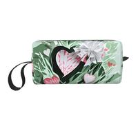 DRTGEDS Piccola borsa con cerniera a forma di cuori, mini custodia da viaggio per trucco, borsa per cosmetici, elettronica portatile, Cuori adorabili, Taglia unica