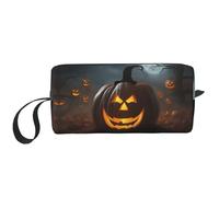 DRTGEDS Piccola borsa con cerniera a forma di zucca fantasma di Halloween, mini custodia da viaggio, borsa per cosmetici, elettronica portatile, Zucca fantasma di Halloween, Taglia unica