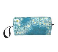 DRTGEDS Piccola borsa con cerniera a margherita bianca e blu, mini custodia da viaggio, borsa cosmetica, elettronica portatile, Margherita Bianca, Taglia unica