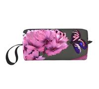 DRTGEDS Piccola borsa con cerniera, con farfalle, fiori, mini custodia da viaggio per cosmetici, elettronica portatile, Farfalle e fiori., Taglia unica