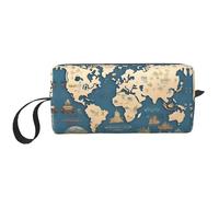 DRTGEDS Piccola borsa con cerniera con mappa del mondo, mini custodia da viaggio per trucco, borsa per cosmetici, elettronica portatile, Mappa del mondo., Taglia unica