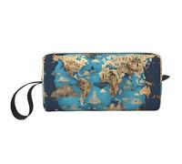 DRTGEDS Piccola borsa con cerniera con mappa geografica del mondo, mini custodia da viaggio per trucco, borsa per cosmetici, elettronica portatile, Mappa della geografia mondiale, Taglia unica