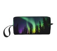 DRTGEDS Piccola borsa con cerniera con stampa scura dell'aurora boreale, mini custodia da viaggio per trucco, borsa cosmetica, elettronica portatile, Stampa Dark Northern Lights, Taglia unica
