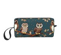 DRTGEDS Piccola borsa con cerniera e gufi, mini custodia da viaggio per cosmetici, elettronica portatile, Gufi sui rami degli alberi, Taglia unica