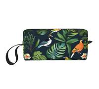DRTGEDS Piccola borsa con cerniera e uccellini tropicali, mini borsa da viaggio, borsa per cosmetici, elettronica portatile, Foglia di piante tropicali, Taglia unica