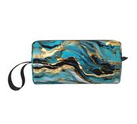 DRTGEDS Piccola borsa con cerniera in marmo blu turchese oro, mini custodia da viaggio, borsa cosmetica, elettronica portatile, Marmo Turchese Blu, Taglia unica
