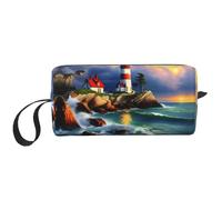 DRTGEDS Piccola borsa con cerniera per pittura a mosaico con faro, mini custodia da viaggio per cosmetici, elettronica portatile, Dipinto con diamanti a forma di faro, Taglia unica
