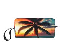 DRTGEDS Piccola borsa con cerniera tropicale con palme e tramonto da spiaggia, mini custodia da viaggio, borsa per cosmetici, elettronica portatile, Tramonto tropicale di palme sulla spiaggia, Taglia