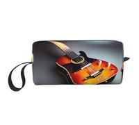 DRTGEDS Piccola borsa con chitarra musicale e cerniera, mini borsa da viaggio trucco, borsa cosmetica, elettronica portatile, stampa chitarra musicale, taglia unica, Stampa chitarra musicale, taglia