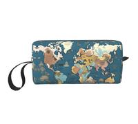 DRTGEDS Piccola borsa con motivo mappa del mondo con cerniera, mini borsa da viaggio per trucco, borsa per cosmetici, elettronica portatile, motivo mappa del mondo, taglia unica, Mappa del mondo,
