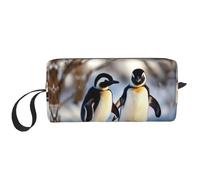 DRTGEDS Piccola borsa da viaggio con cerniera, motivo: pinguini giovani con neve, custodia per cosmetici, elettronica portatile, Giovani Pinguini Con La, Taglia unica