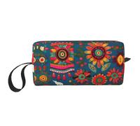 DRTGEDS Piccola borsa messicana con cerniera, stile bohémien, da viaggio, per cosmetici, elettronica portatile, Messicano Folk Art Boho, Taglia unica