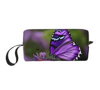 DRTGEDS Piccola borsa viola con cerniera a forma di farfalla, mini custodia da viaggio per trucco, borsa cosmetica, elettronica portatile, Bella farfalla viola, Taglia unica
