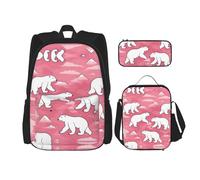 DRTGEDS Polar Bear - Zaino con portapranzo 3 in 1, con astuccio, zaino di grande capacità con cinghia toracica