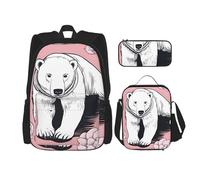 DRTGEDS Polar Bear - Zaino con portapranzo 3 in 1, con astuccio, zaino di grande capacità con cinghia toracica