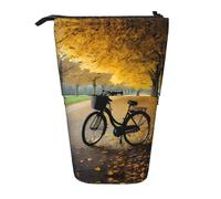 DRTGEDS Portamatite telescopico con albero autunnale con bici antiche invecchiate, organizer telescopico per matite, cosmetici, trousse per trucchi