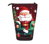 DRTGEDS Portamatite telescopico con Babbo Natale, con scritta "Merry Christmas", organizer telescopico per matite, cosmetici, trousse per trucchi