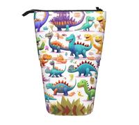 DRTGEDS Portamatite telescopico con dinosauri colorati in stile cartone animato, organizer telescopico per matite, cosmetici, trousse per il trucco