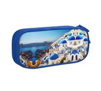 DRTGEDS Santorini - Astuccio per matite con vista sul mare, grande capacità, astuccio per penne, cancelleria per ufficio