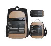 DRTGEDS Set di 3 zaini, film Clapperboard stampati Zaini Set con borsa per il pranzo e astuccio per matite