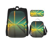 DRTGEDS Set di 3 zaini, set di zaini stampati geometrici astratti con astuccio per la matita della borsa per il pranzo