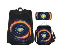 DRTGEDS Set di 3 zaini, spazio a spirale, energia cosmica stampata, set con astuccio per il pranzo